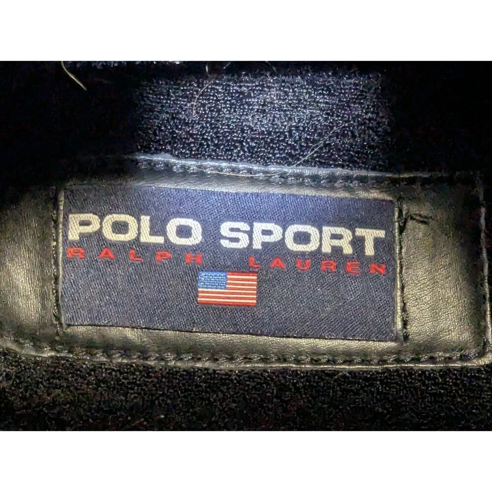 VTG 90s Polo Sport Ralph Lauren MB3501 Black Leather Hiking Boots Men's 13D